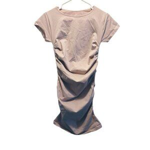 BLANQI Dress‎ Maternity Medium Everyday Cap Sleeve Crew Neck Dress Frosty Pink